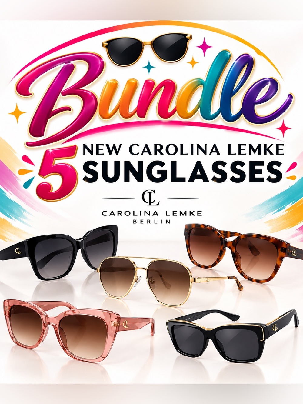 Bundle of 5 Carolina Lemke Women’s Sunglasses Brand New